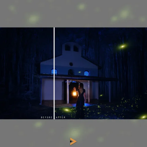 before after results with firefly Photoshop overlay