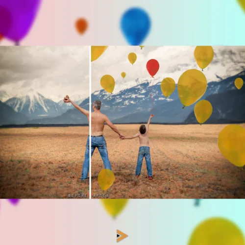before/after results preview with balloon overlays for photoshop