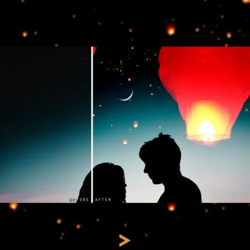 before after results with sky lantern overlays
