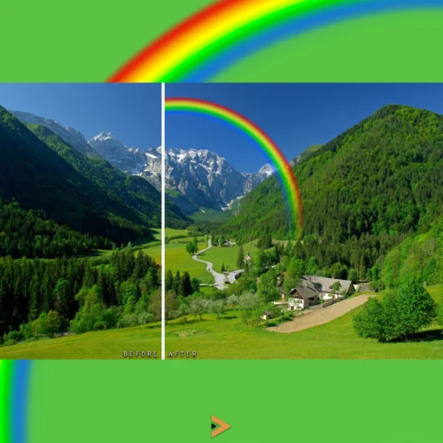 before/after results with photoshop rainbow overlay