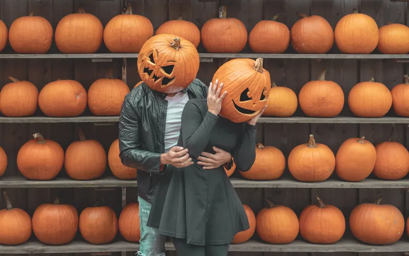 Pumpkin head photoshoot of couples