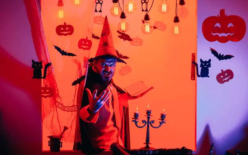 Man posing with Halloween Props & Accessories