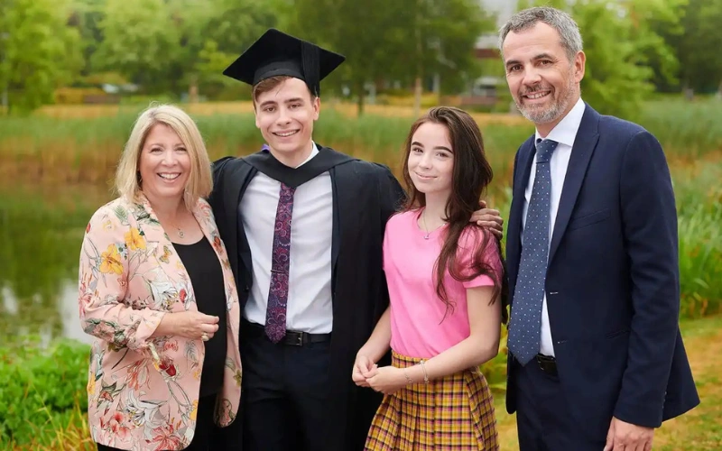 graduation with family