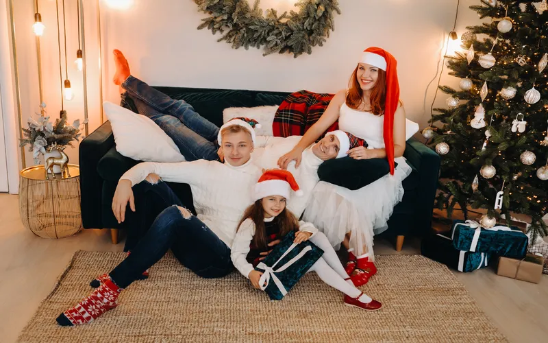Christmas celebration - family photoshoot at home