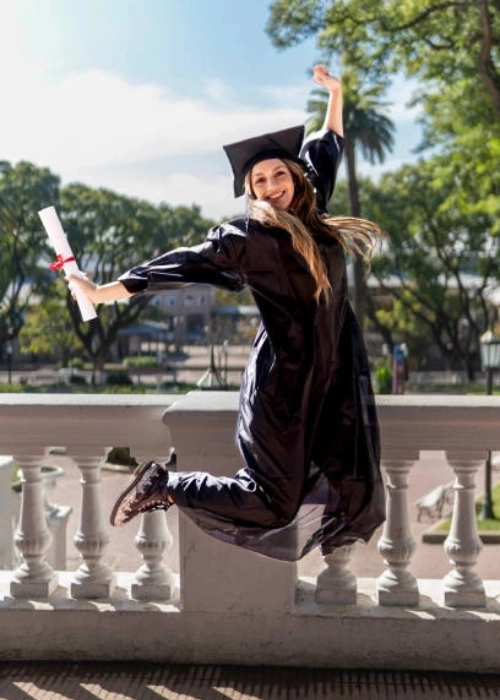 Jumping girls pose