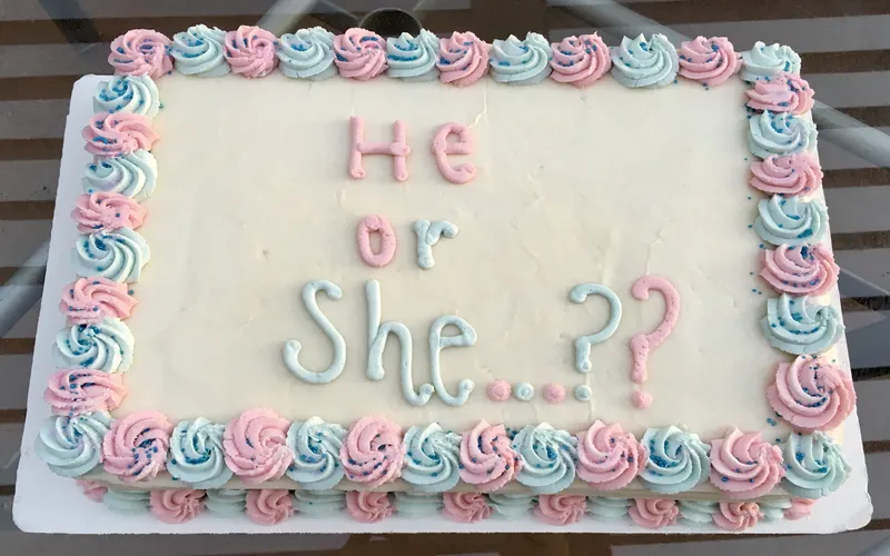 gender reveal using cake