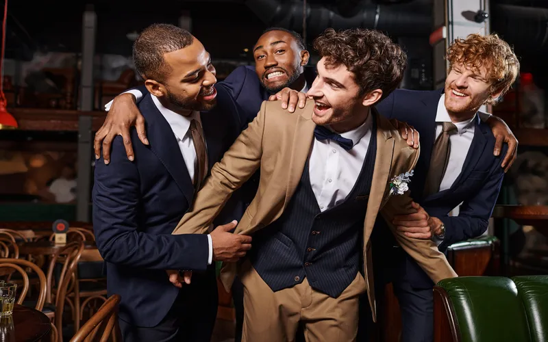 groomsmen in action