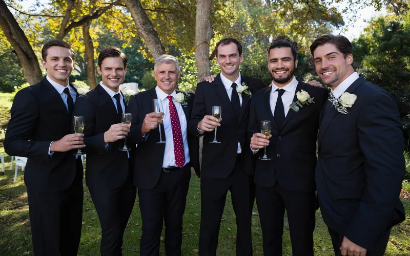 groomsmen in matching outfits
