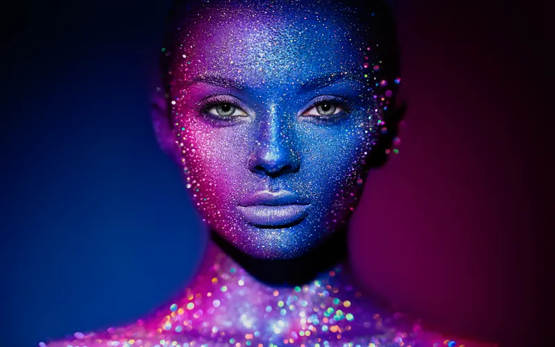 AI edited image of women with studded makeup