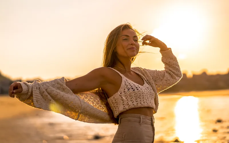 photo of a woman in golden light
