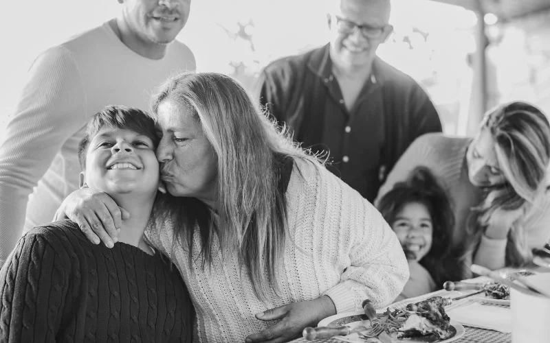 black and white photography with grandparents