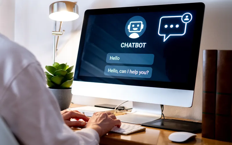 office worker using AI chat bot