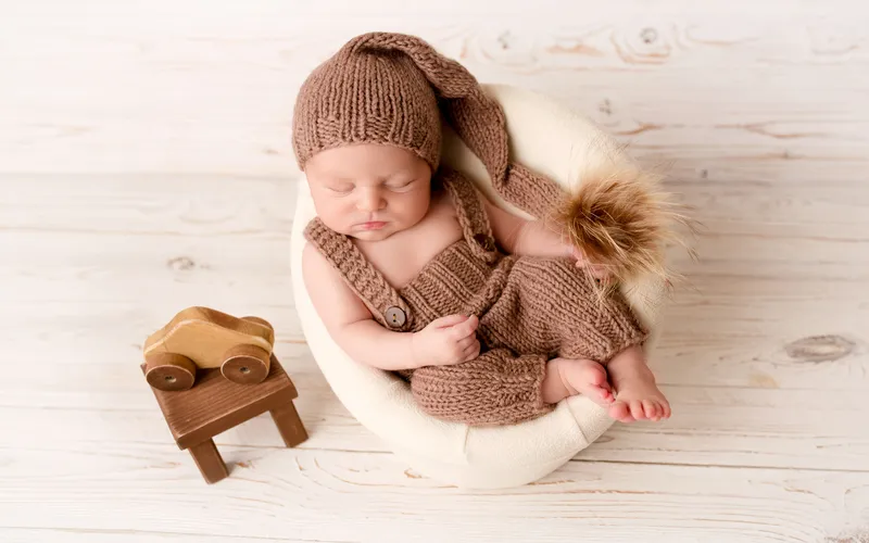 baby in a crochet oufit