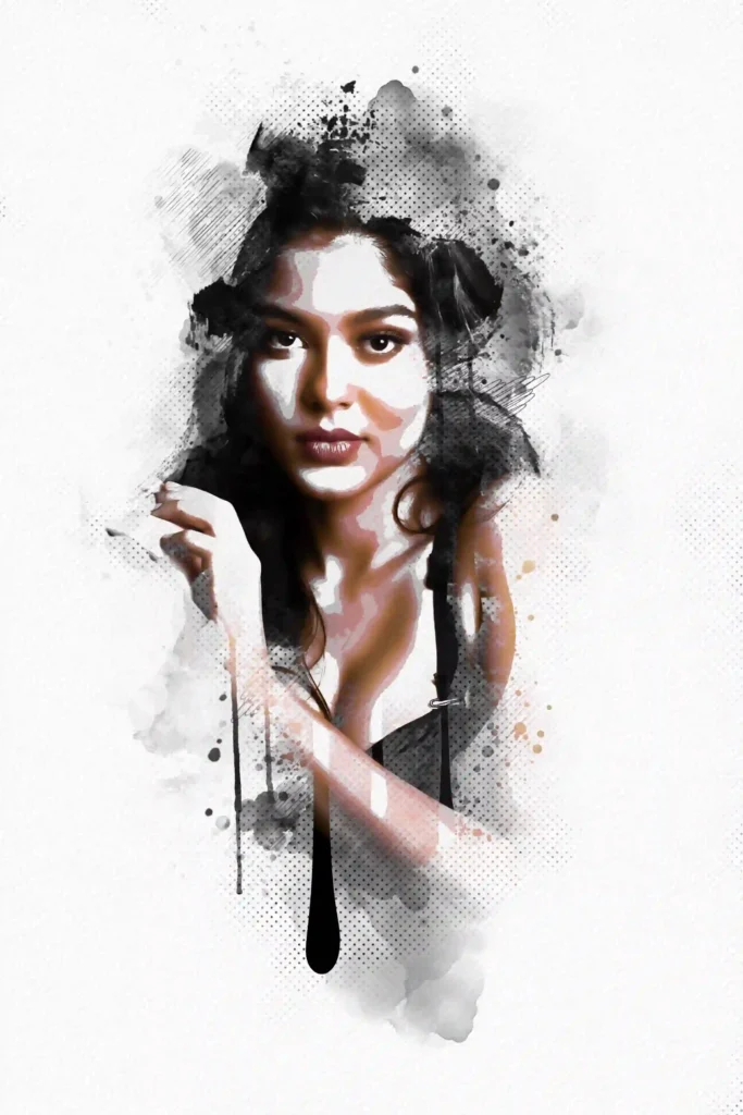 File Art Portrait Picture, Portrait Picture Photoshop Template, Paint Dripping Photoshop Effect