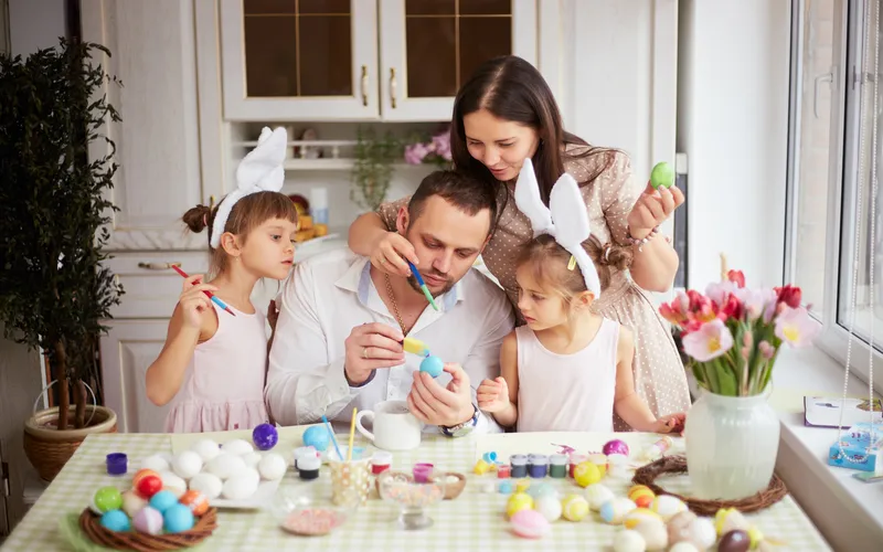Matching Family Outfits Easter Portrait