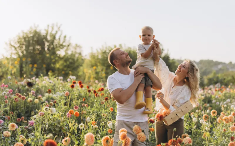 flower fields spring family photography,