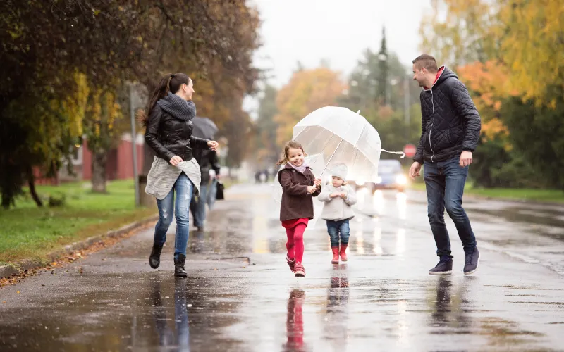 Rainy Day Chic Spring Family Photo Outfit