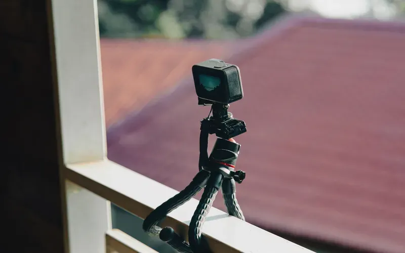 action camera on tripod