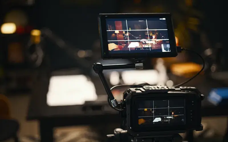 camera capturing indoor setting in studio