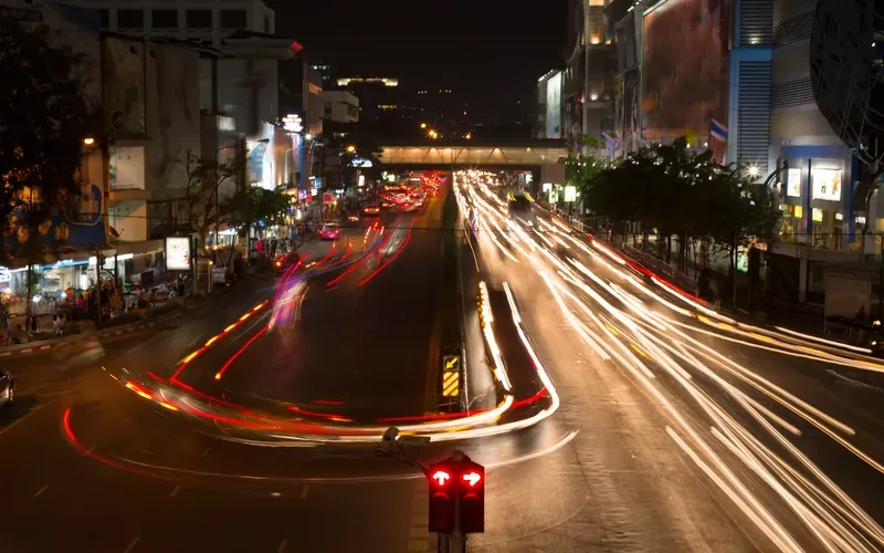 long exposure photography of street at night