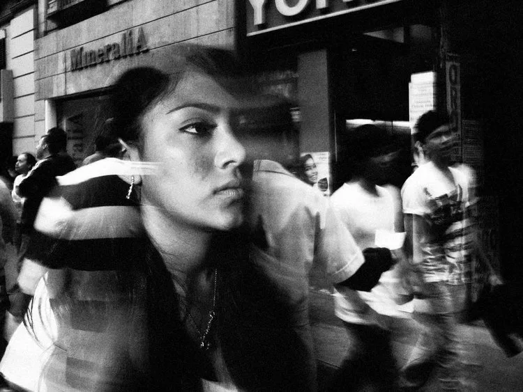 Blur photography, woman street photos, black and white photography
