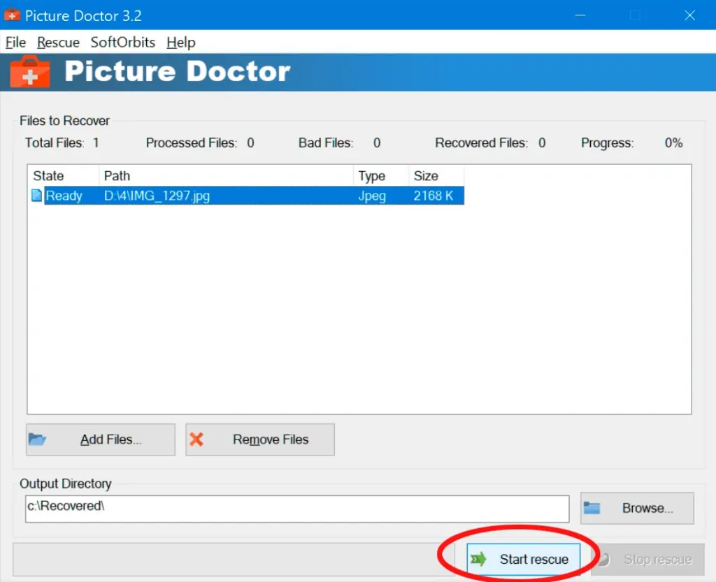 Starting the process of recovering corrupted files