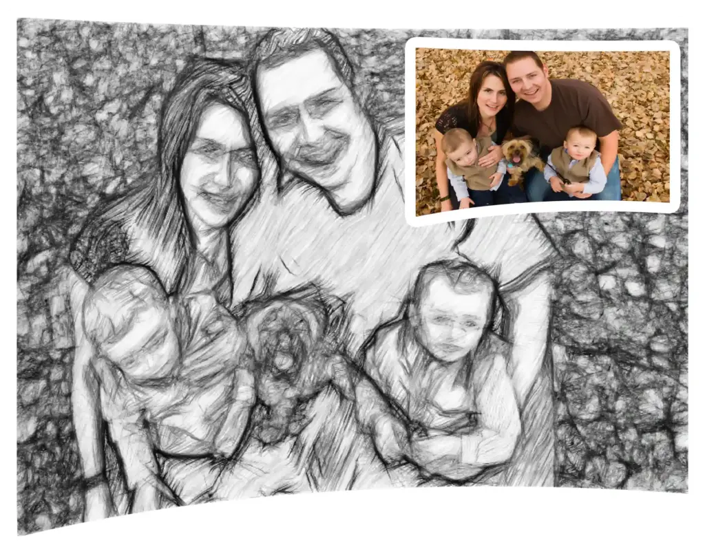 Family photo conversion to sketches, photo to conversion software