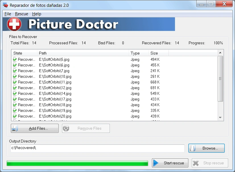 Conversion completed, recovered corrupted images with photo repair software