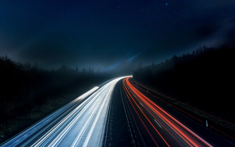 Long exposure photography, night street photos, light trail photos