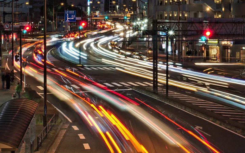 Night bridge photography, night street light photos