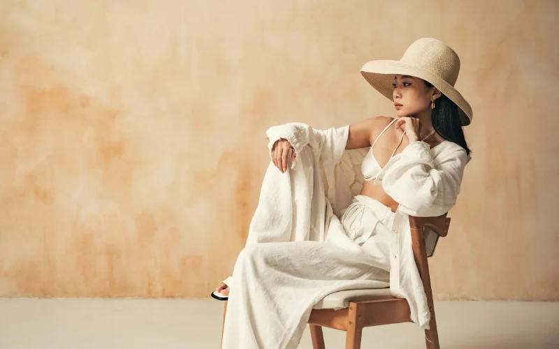 sitting on chair pose for female fashion photography