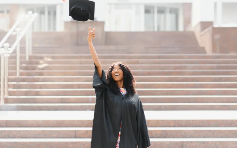 toss your graduation cap for a cheerful image