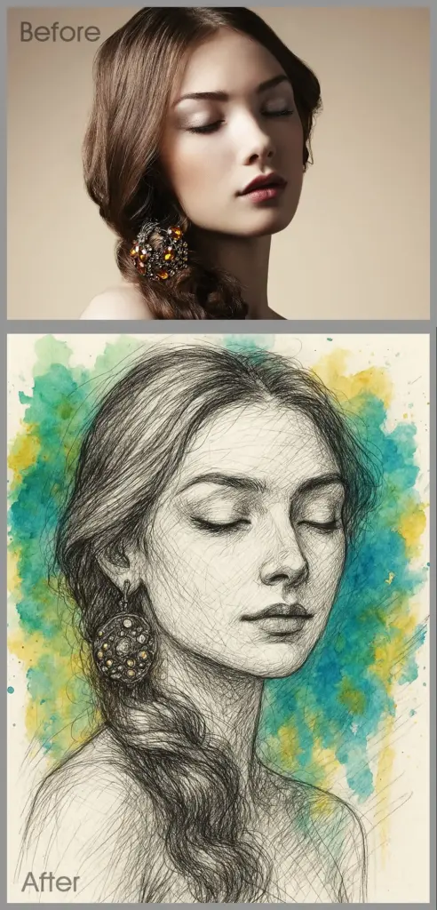 Before and after image showing prompt-based editing