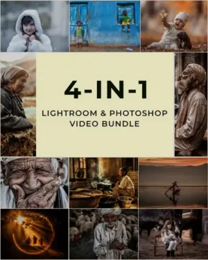 4-in-1 lightroom photo editing tutorials Feature Image, photography video tutorials, digital photography courses, photoshop resources, lightroom bundle
