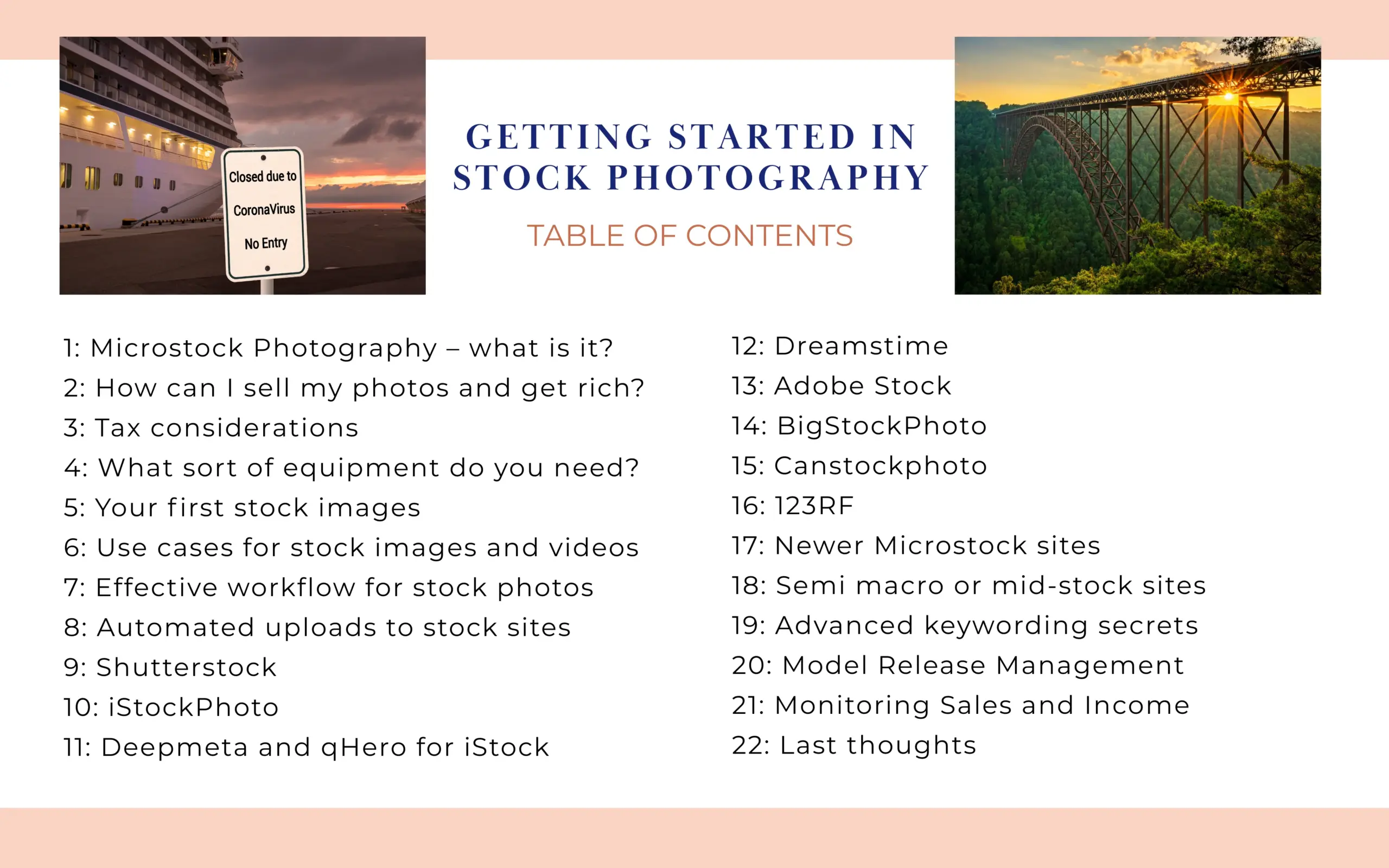how to sell stock photos, table of content for stock photography