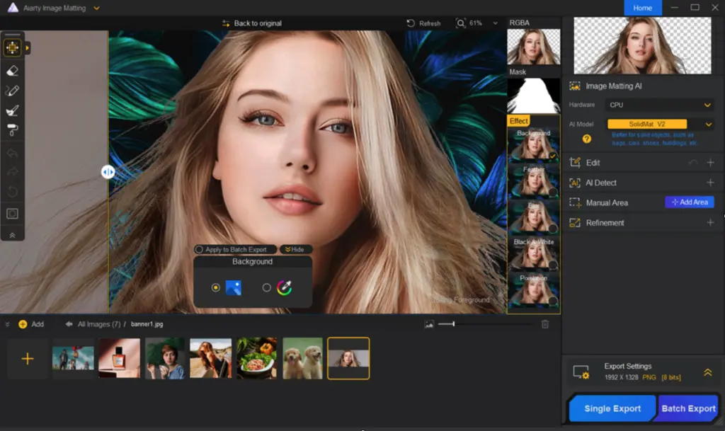 ai powered image matting software with AI models