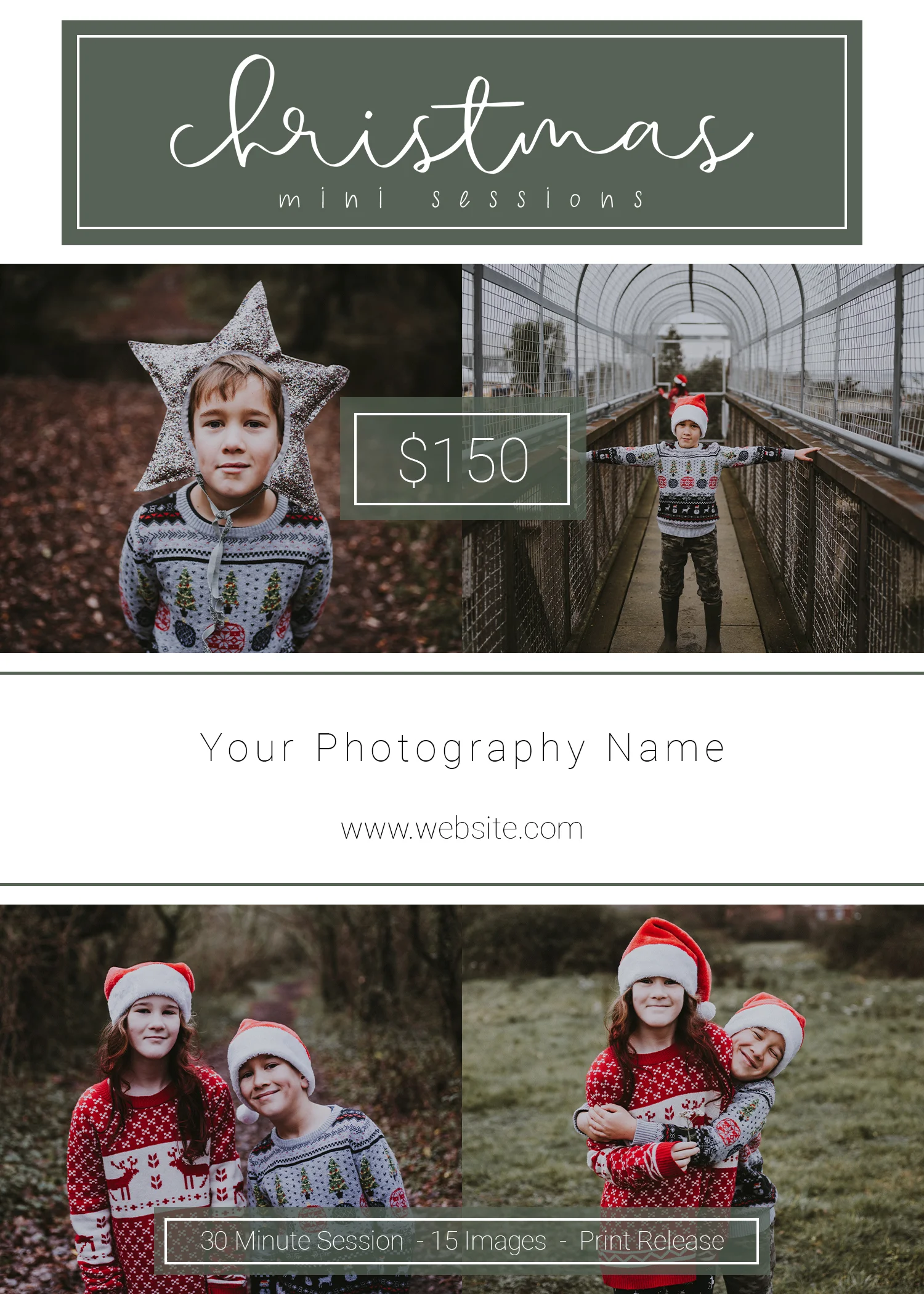 christmas mini sessions template, christmas mini