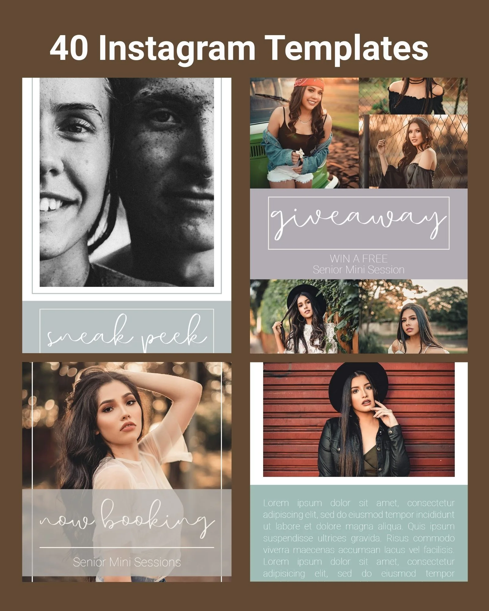 Instagram Templates For Photographers, photography card templates, Photo Essentials