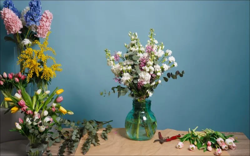 flat lay flower photography