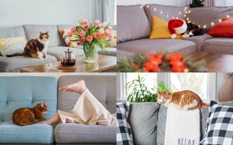 Indoor Cat Photoshoot Ideas - cute shots of cat on couch