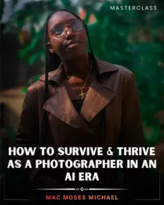 Photographer using ai in photography workflows to create authentic human-centered portraits