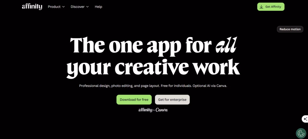 Affinity by Canva interface, one of the best free Photoshop alternatives