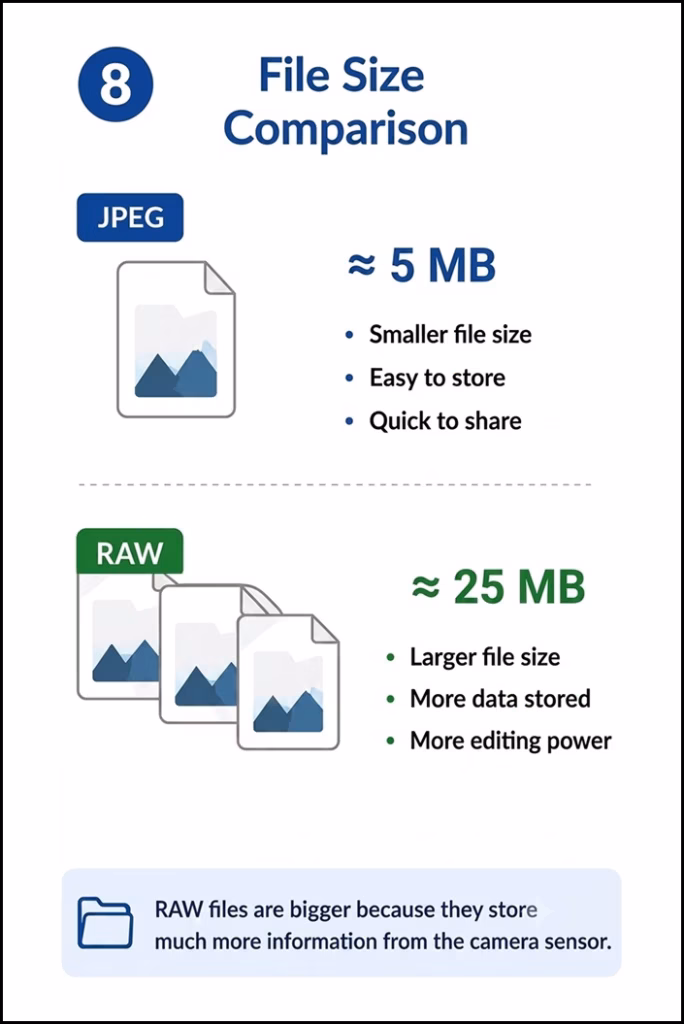 Diagram showing how raw file photography stores complete image data before processing