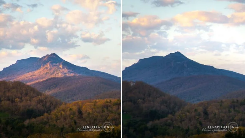 Landscape comparison showing the importance of timing in manual mode photography