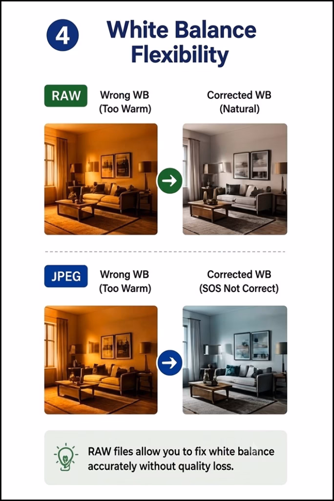 RAW photo editing examples showing improved color grading, white balance, and dynamic range