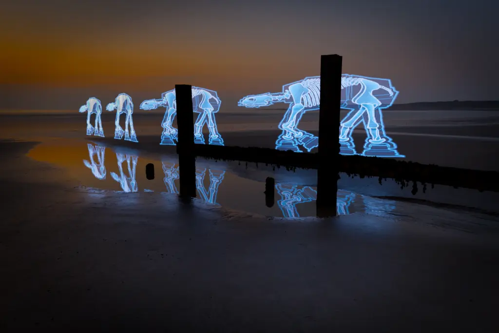 Light painted human figures captured with creative long exposure photography