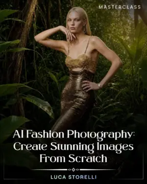 Use AI for fashion photography to create an editorial with cinematic lighting