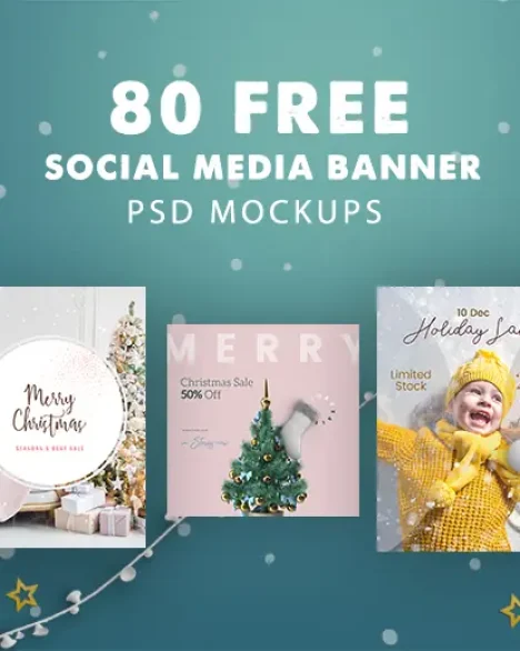 80 social media ree Banners, Free PSD Mockups for Social Media